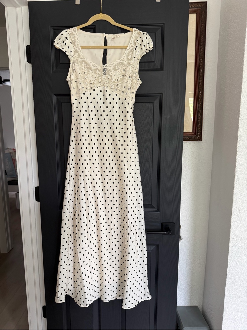 Lace Polka Dot Maxi Dress Open Back